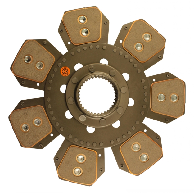 Picture of 13-3/4" Transmission Disc, 8 Pad, w/ 2-3/4" 34 Spline Hub - Reman