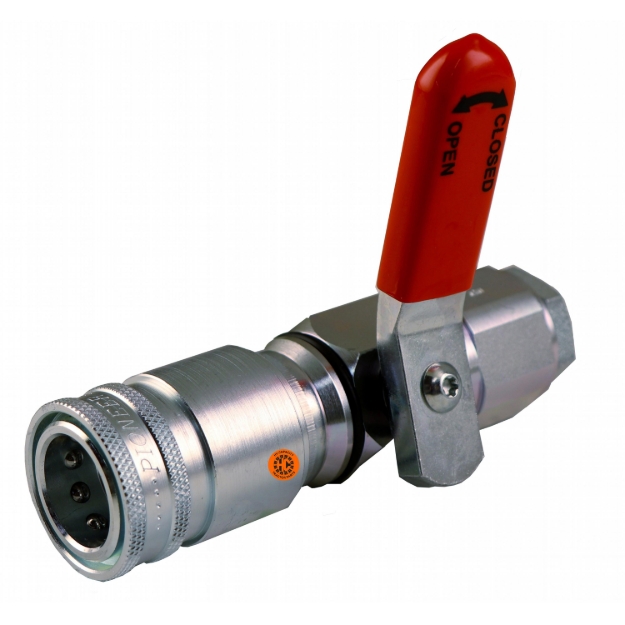 Picture of Parker Red Right Hand Lever Operated Hydraulic Quick Coupler, Breakaway Sleeve, Female, Genuine OEM Style
