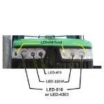 Picture of Larsen LED headlight selection guide for JD 9xxxR series tractors.
